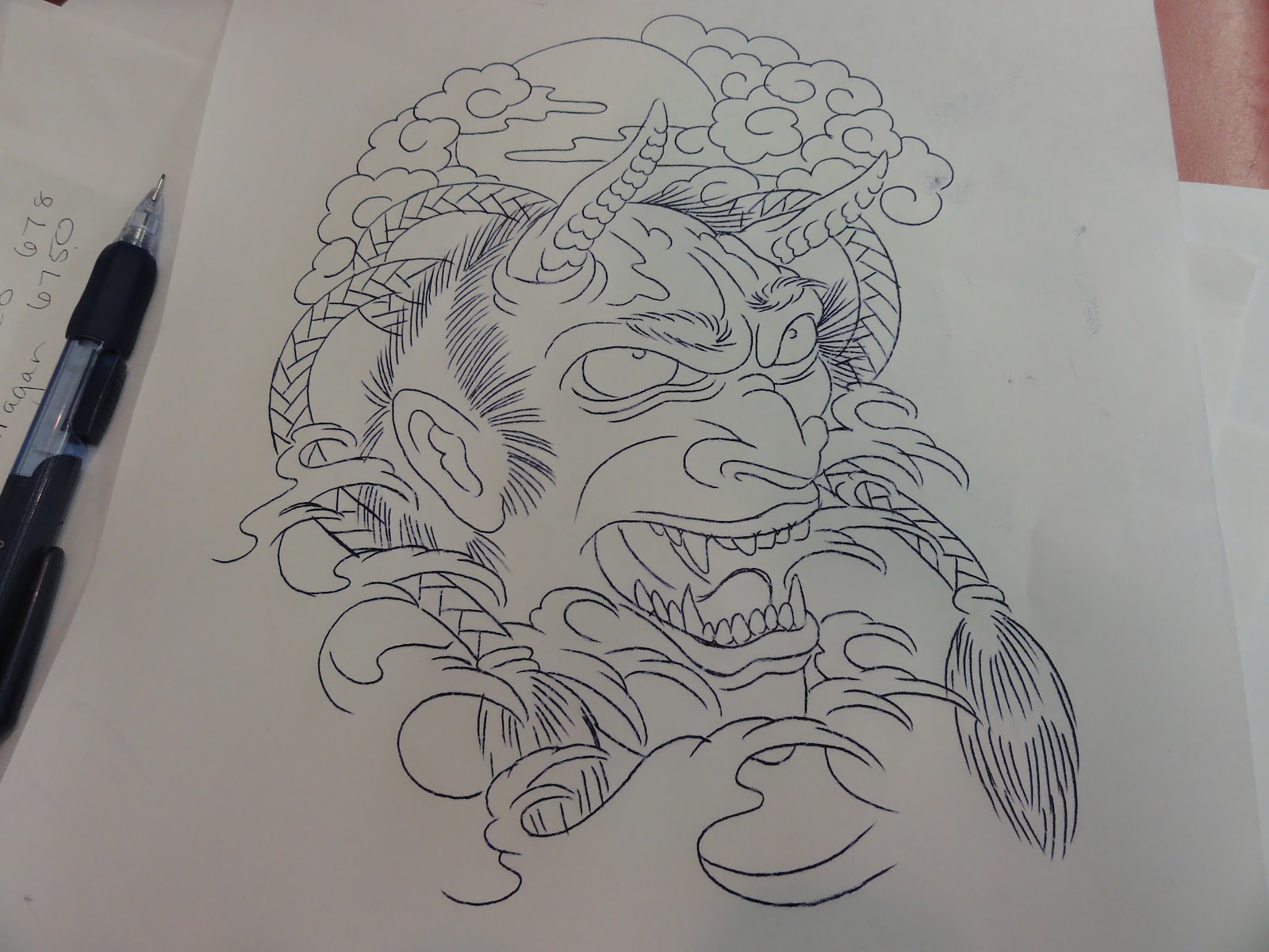 1600x1200 Living Dangerously My Japanese Oni Tattoo - Japanese Demon Mask Drawing