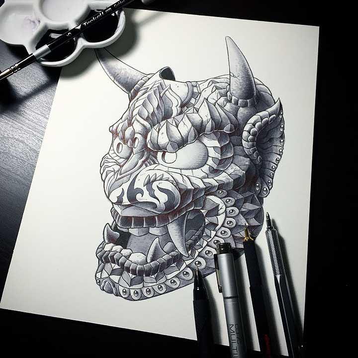 720x720 Bioworkz Japanese Demon Mask - Japanese Demon Mask Drawing