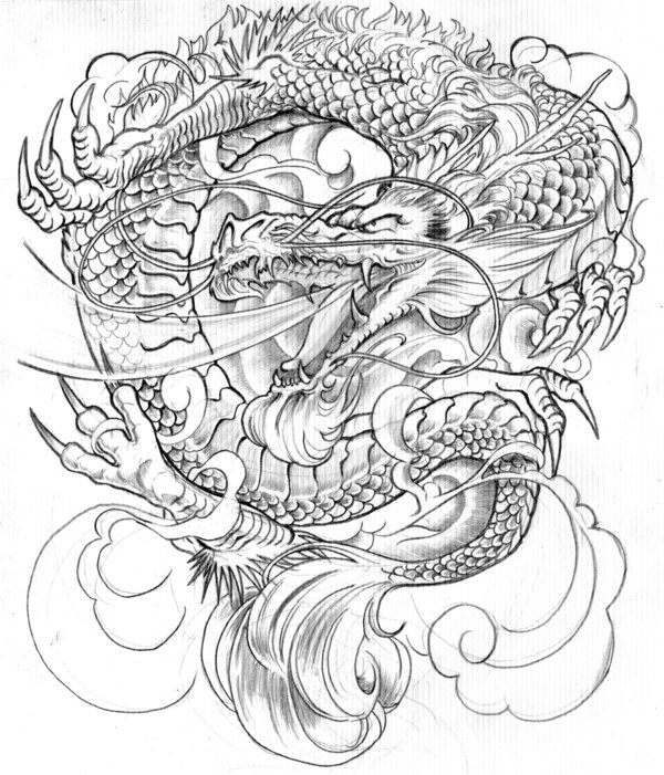 Japanese Dragon Sketch At PaintingValley.com | Explore Collection Of ...