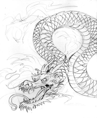 408x500 first attempt dragon in jax's card chinese dragon drawing - Japanese Dragon Drawing