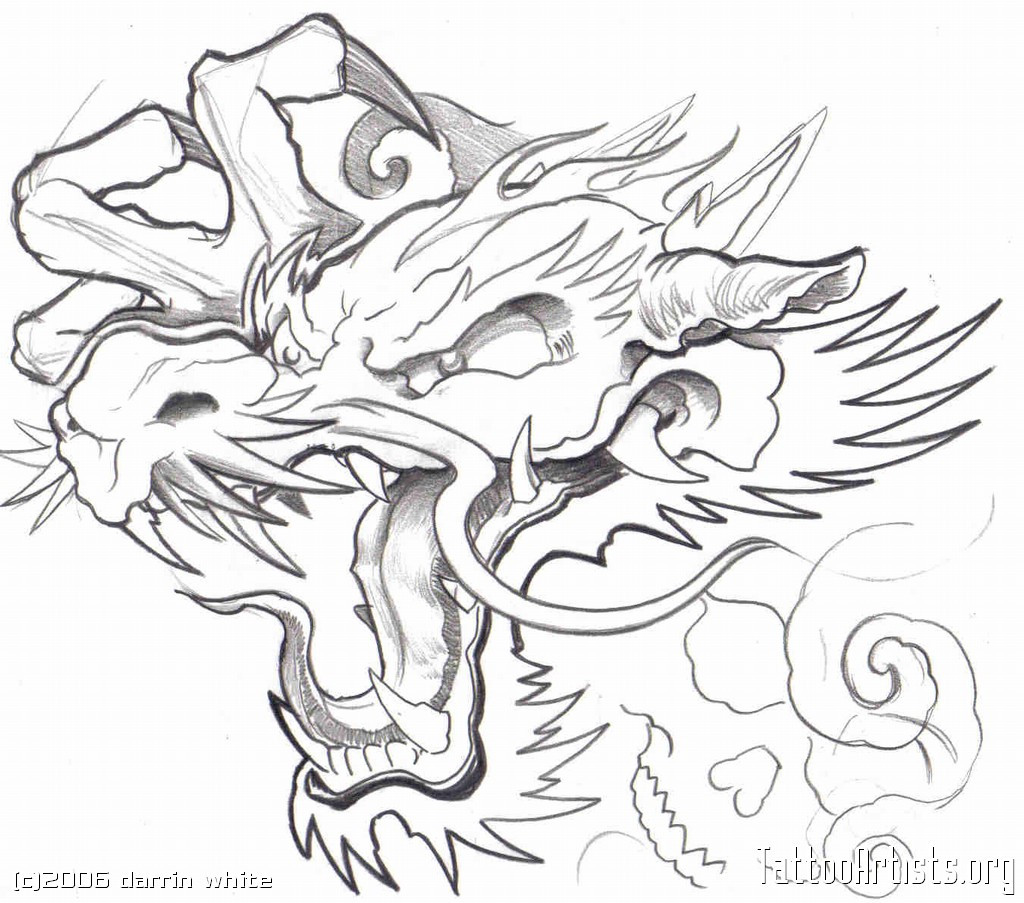 Japanese Dragon Head Drawing at PaintingValley.com | Explore collection ...