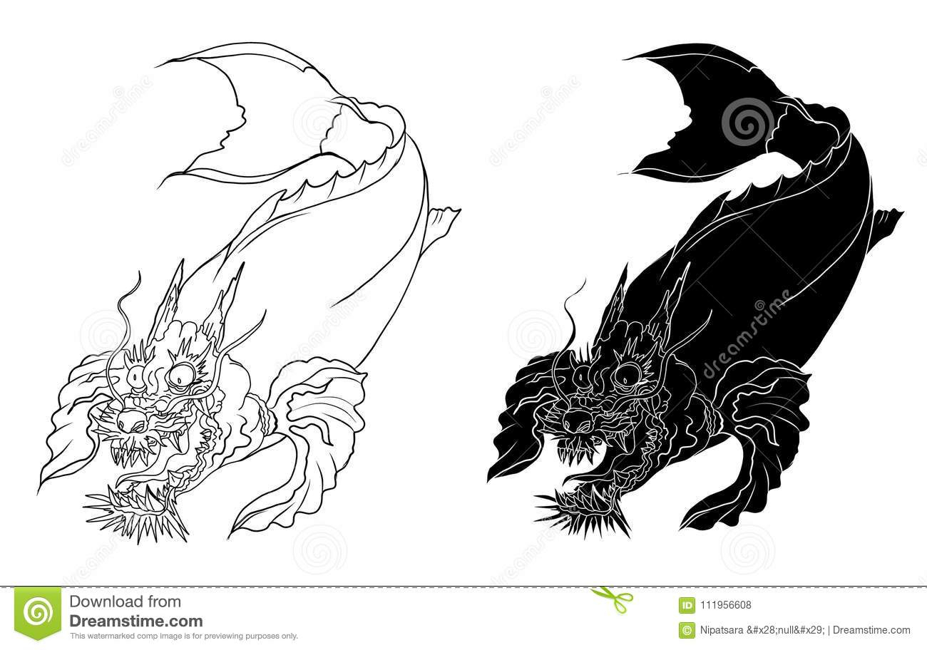 1300x912 Unique Japanese Line Drawing Abstract Gallery - Japanese Dragon Line Drawing
