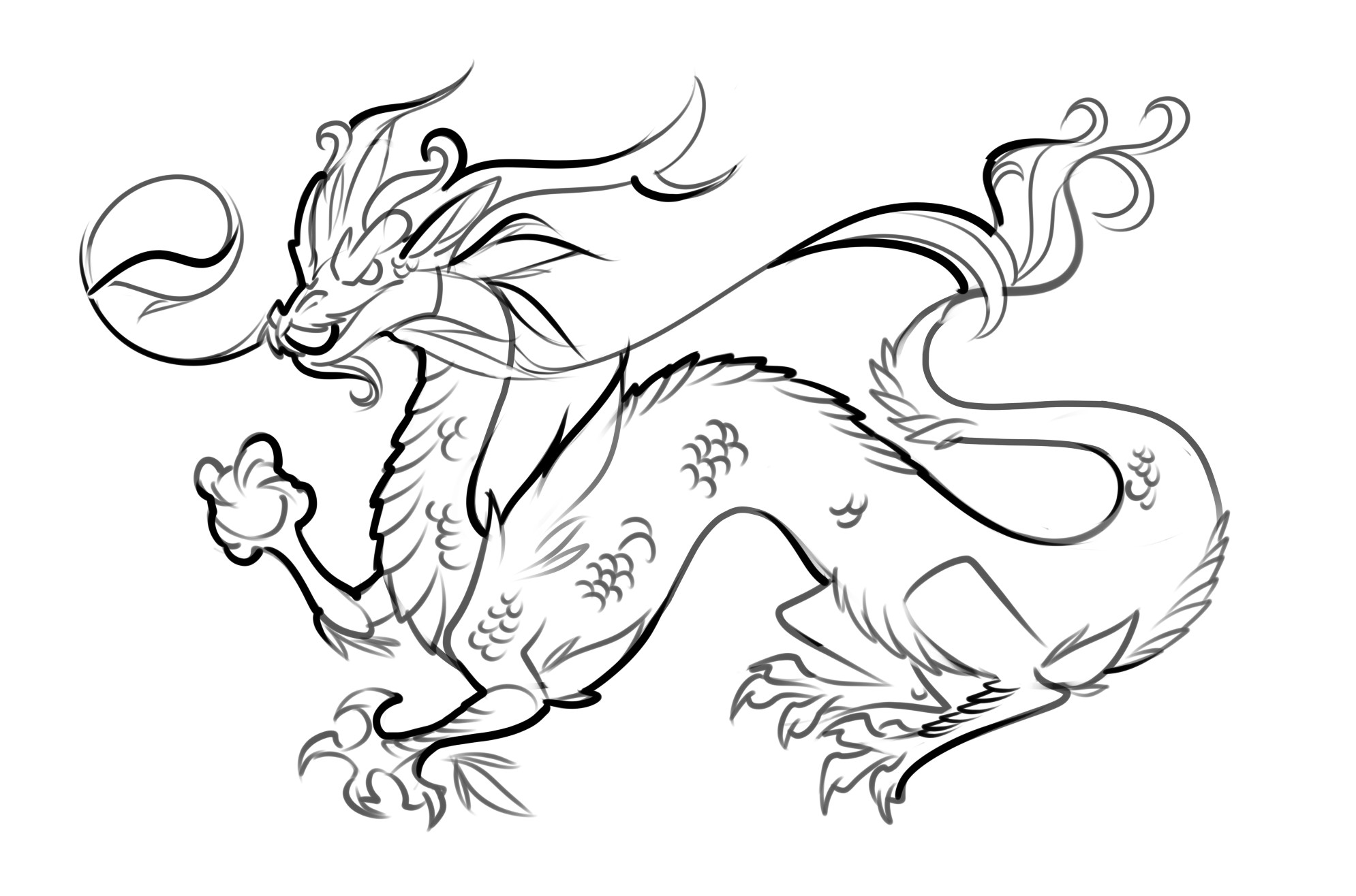 1990x1316 Japanese Dragon Coloring Pages Dragons Pictures To Color - Japanese Dragon Line Drawing