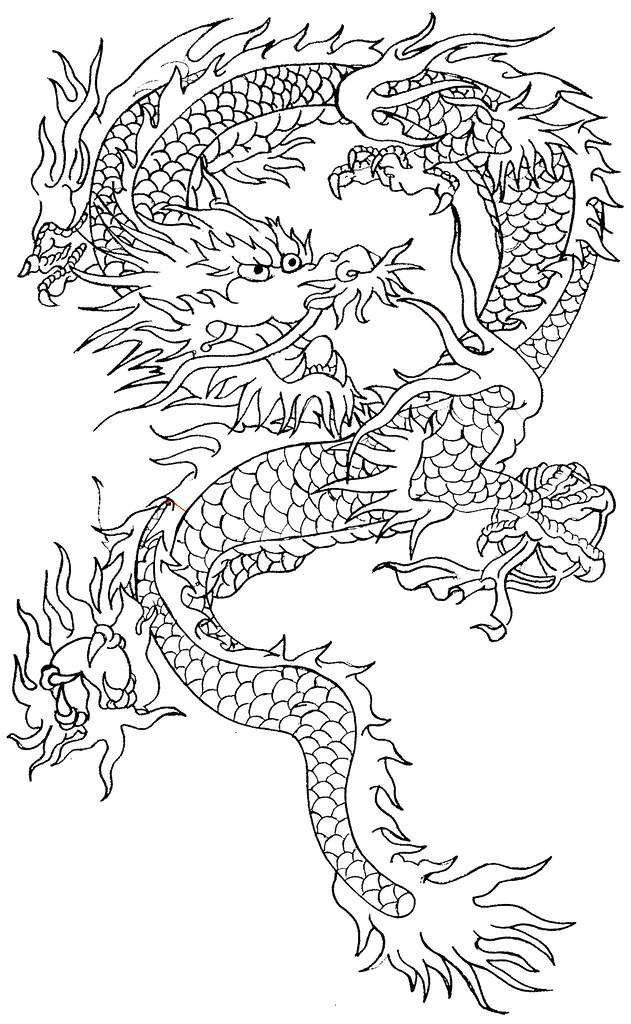 Japanese Dragon Line Drawing at PaintingValley.com | Explore collection ...