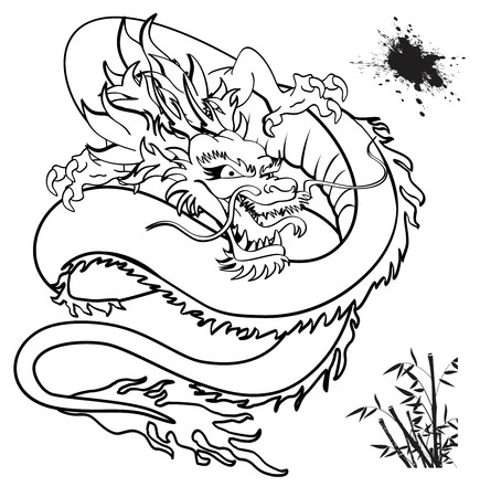 435x450 japanese dragon tattoo tshirt in vector format royalty free - Japanese Dragon Tattoo Drawing
