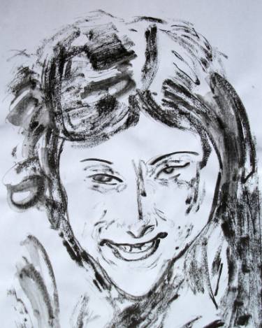 375x469 Abstract Drawing Portrait Of A Japanese Smiling Girl - Japanese Drawings