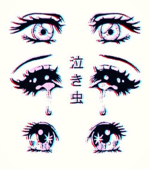 500x563 Cute Eyes Japanese Kawaii White Black Manga Pink Yellow Kanji - Japanese Eyes Drawing