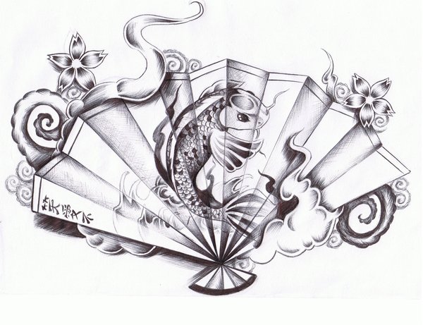 600x461 Japanese Fan Drawing - Japanese Fan Drawing