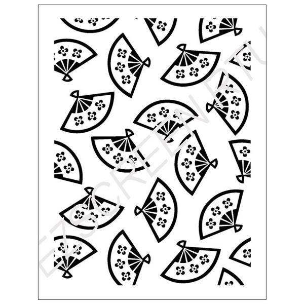 600x600 Ready To Use Diy Silk Screen Printing Design Stencil, Japanese Fan - Japanese Fan Drawing
