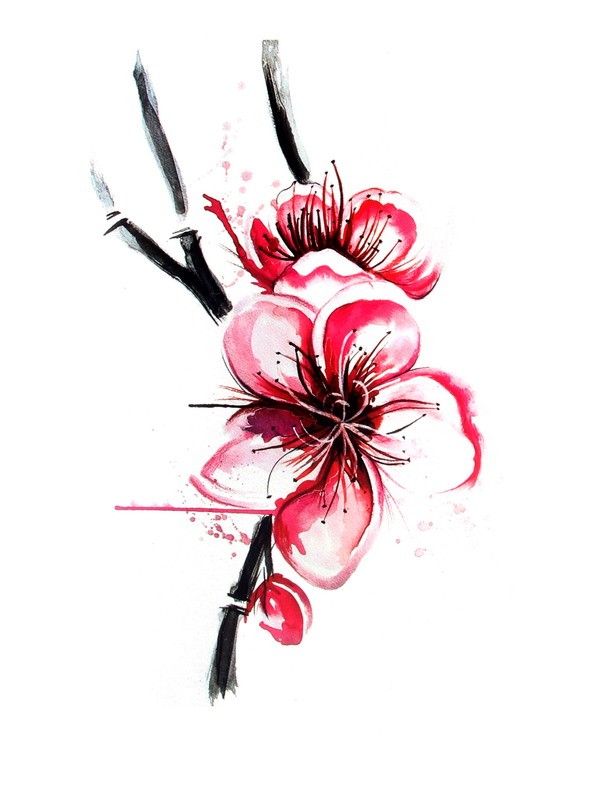 599x800 Japanese Flower Body Tattoo - Japanese Flower Drawing