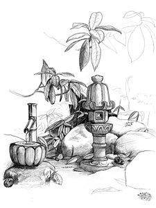 225x300 Japanese Garden Drawings Fine Art America - Japanese Garden Drawing