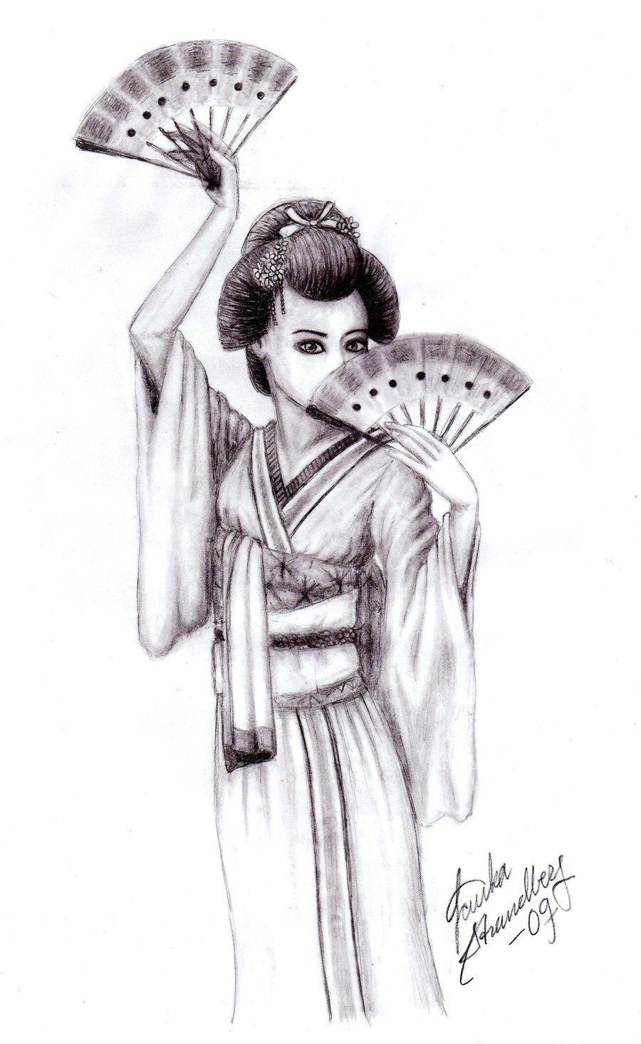 900x1465 Pencil Drawings Pencil Drawings Geisha Women - Japanese Geisha Drawing