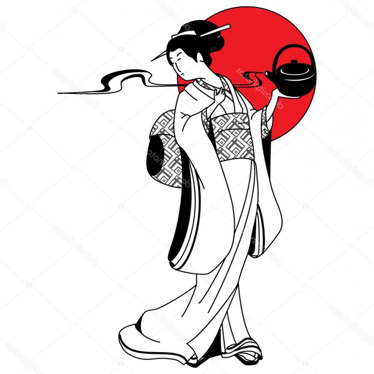 1228x1228 Stock Illustration Vector Of Traditional Japanese Geisha Soidergi - Japanese Geisha Drawing