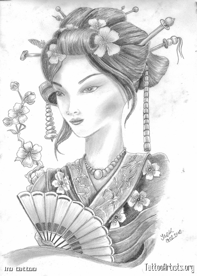 800x1120 The Japanese Geisha Tattoo Drawing - Japanese Geisha Drawing
