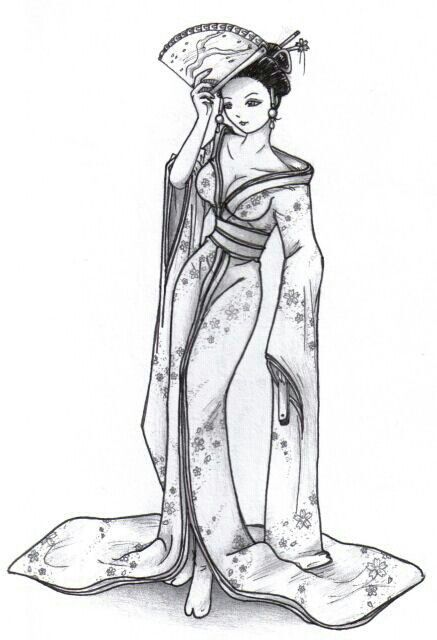 437x640 Geisha Princesses - Japanese Geisha Drawing