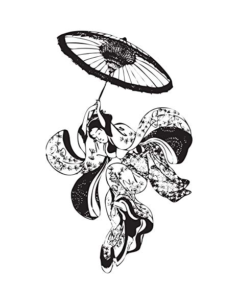 466x595 Japanese Geisha Dress Dancer Vinyl Wall Art Decal - Japanese Geisha Drawing