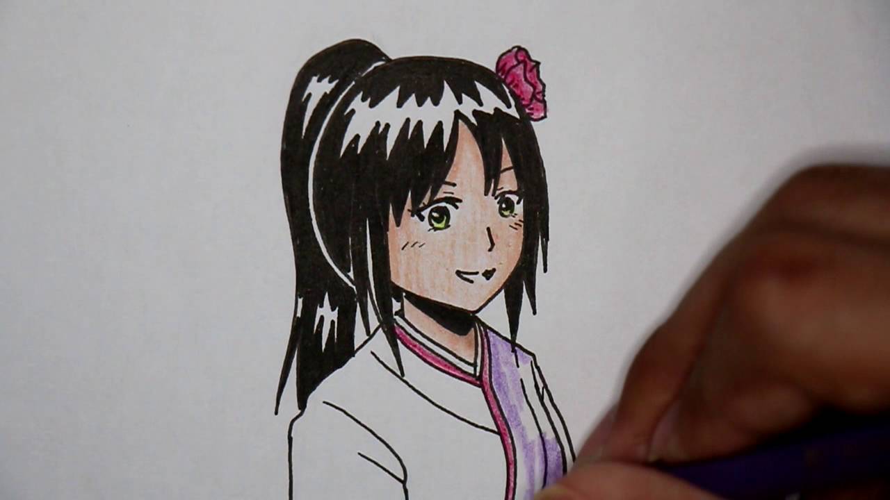 1280x720 how to draw japanese girl with kimono drawing tv id - Japanese Girl Drawing