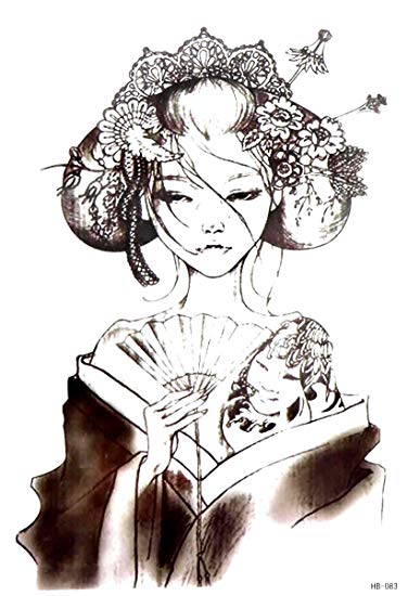 376x550 Japanese Geisha Girl Large Half Sleeve Arm - Japanese Girl Drawing