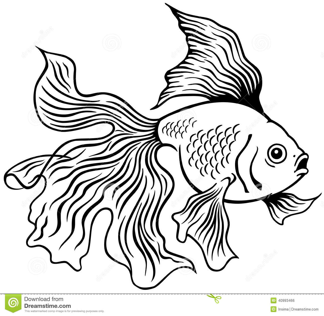 1300x1271 goldfish outline clipart great free clipart, silhouette - Japanese Goldfish Drawing