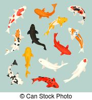180x195 Koi Fish Vector Illustration Japanese Carp And Colorful Oriental - Japanese Goldfish Drawing