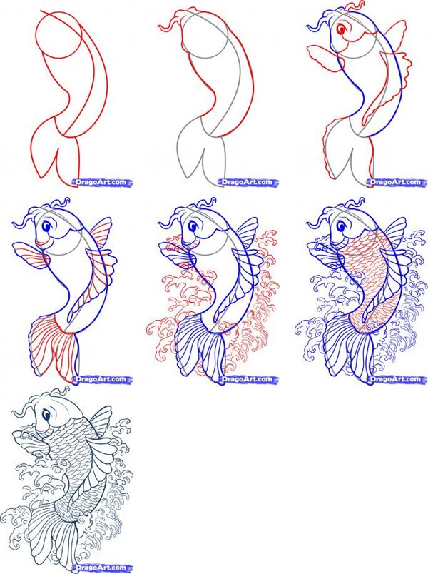 600x804 Just Cute Crafts From Paper, Cardboard - Japanese Goldfish Drawing