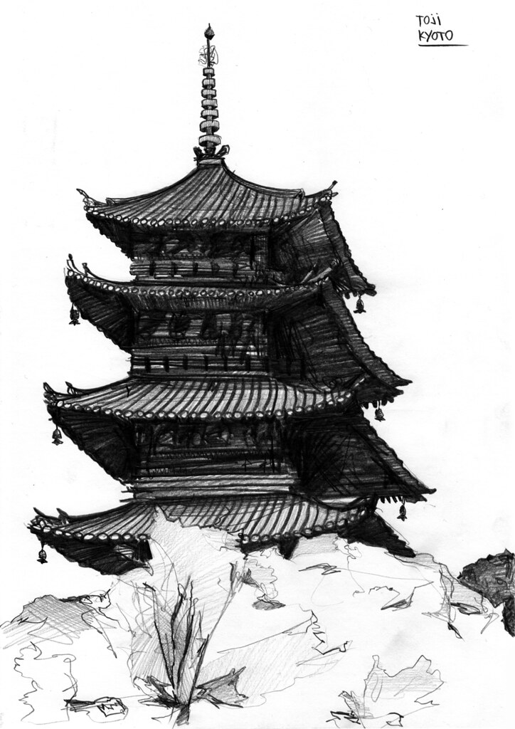 Japanese House Drawing at PaintingValley.com | Explore collection of ...