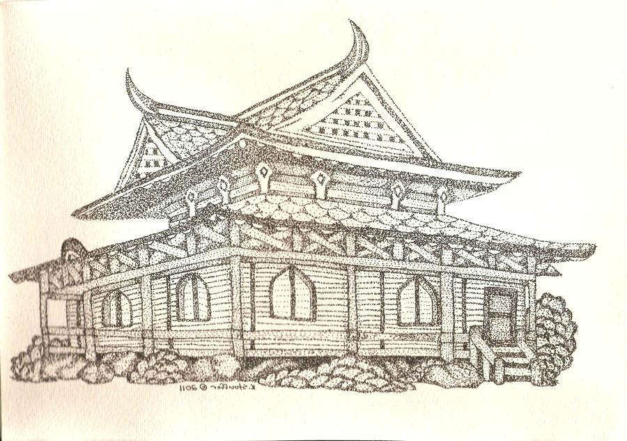 Japanese House Drawing at PaintingValley.com | Explore collection of ...