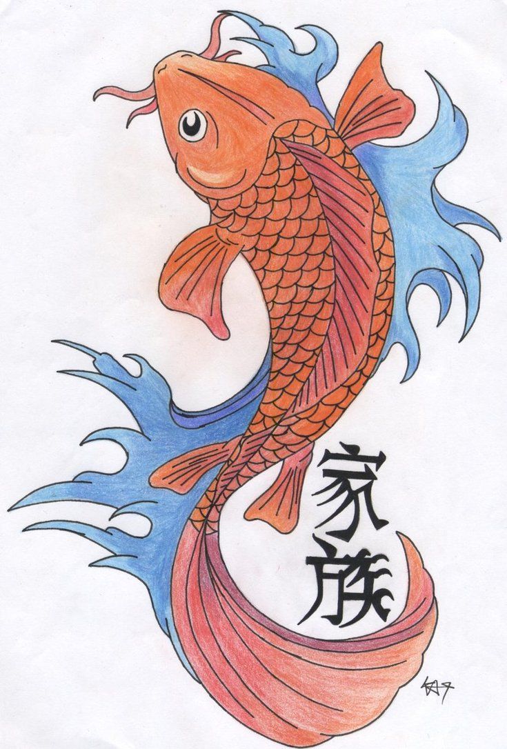 735x1086 Huge Collection Of 'japanese Fish Drawing' Download More Than - Japanese Koi Drawing