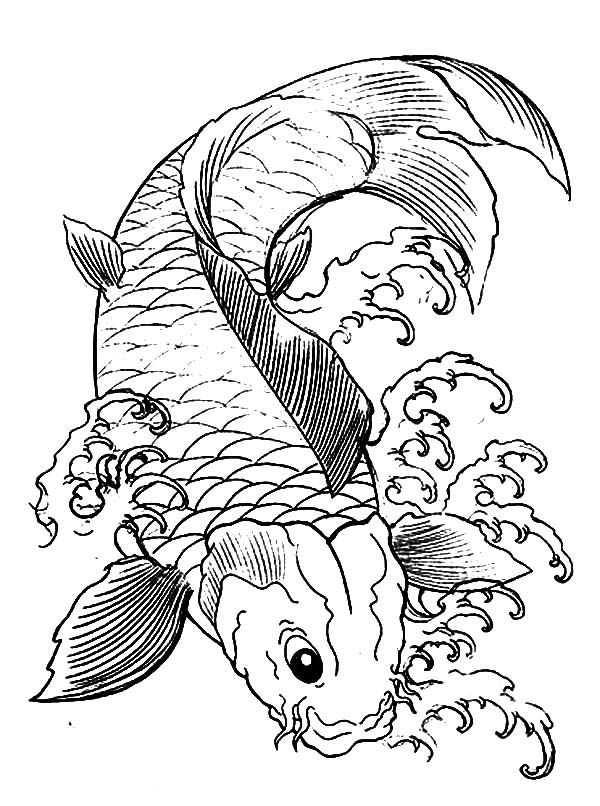 600x806 Japanese Koi Fish Coloring Pages Coloring Pages - Japanese Koi Drawing