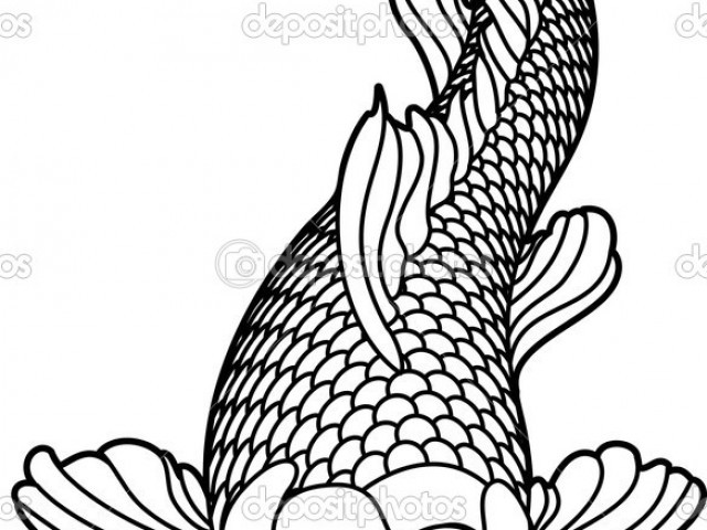 640x480 japanese koi fish coloring pages free printable japanese koi fish - Japanese Koi Drawing