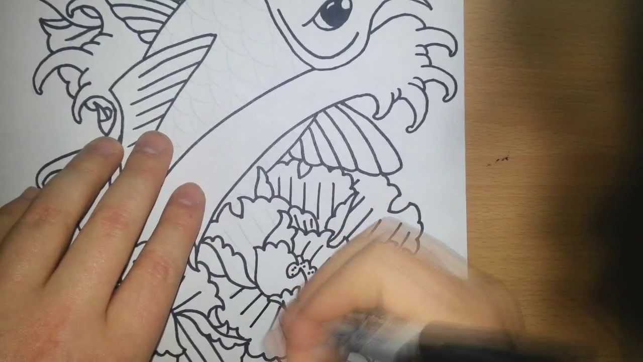 1280x720 Drawing A Japanese Koi Fish Tattoo - Japanese Koi Drawing