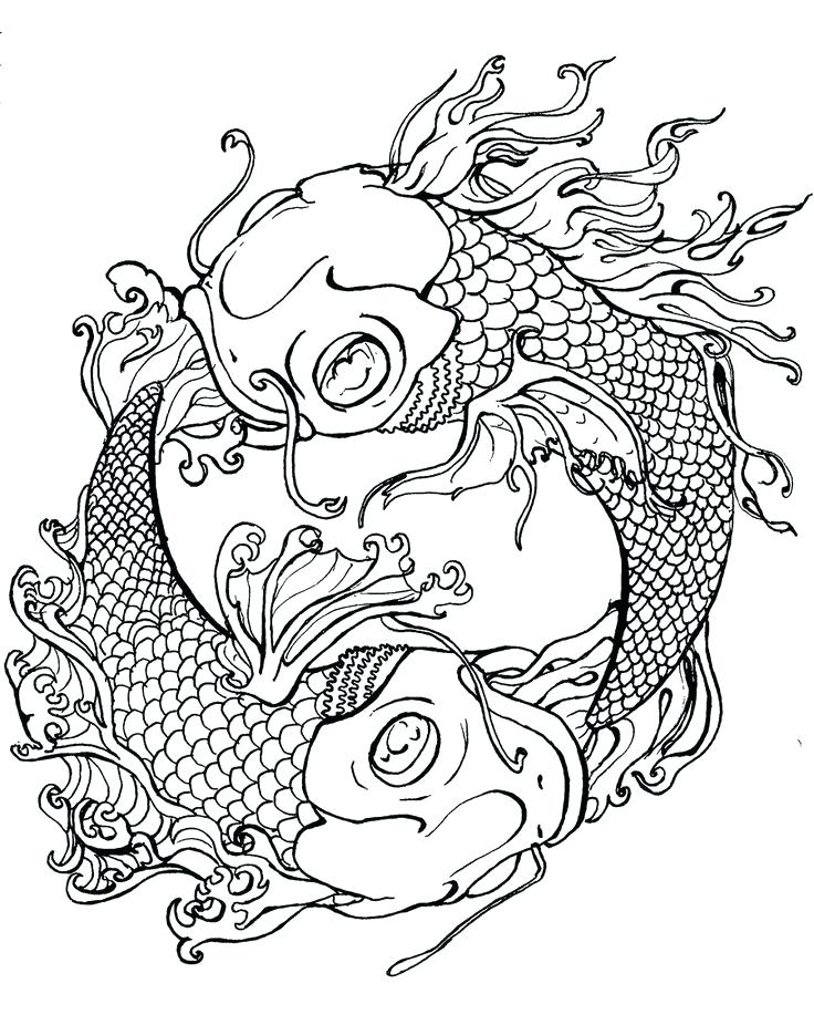 736x926 Japanese Koi Fish Coloring Pages Proge - Japanese Koi Fish Drawing