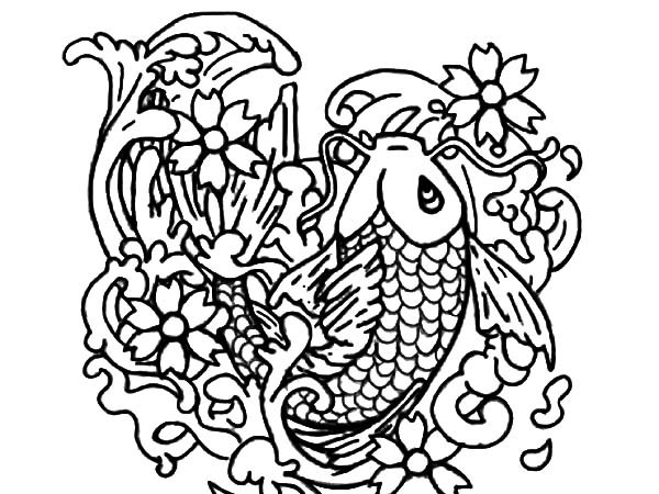 600x450 Japanese Koi Fish Coloring Pages Siamese Fighting Fish Coloring - Japanese Koi Fish Drawing