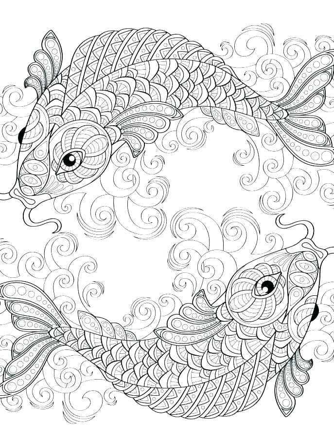 687x907 Related Post Japanese Koi Fish Coloring Pages Book For Adults Pdf - Japanese Koi Fish Drawing
