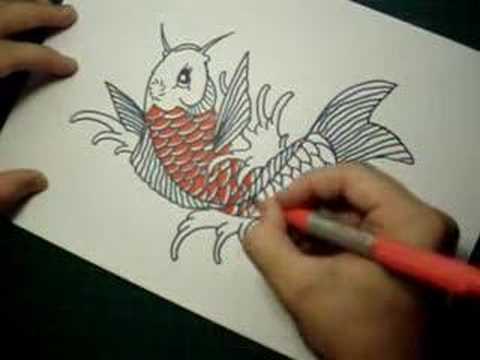 480x360 Speed Drawing Koi Fish - Japanese Koi Fish Drawing