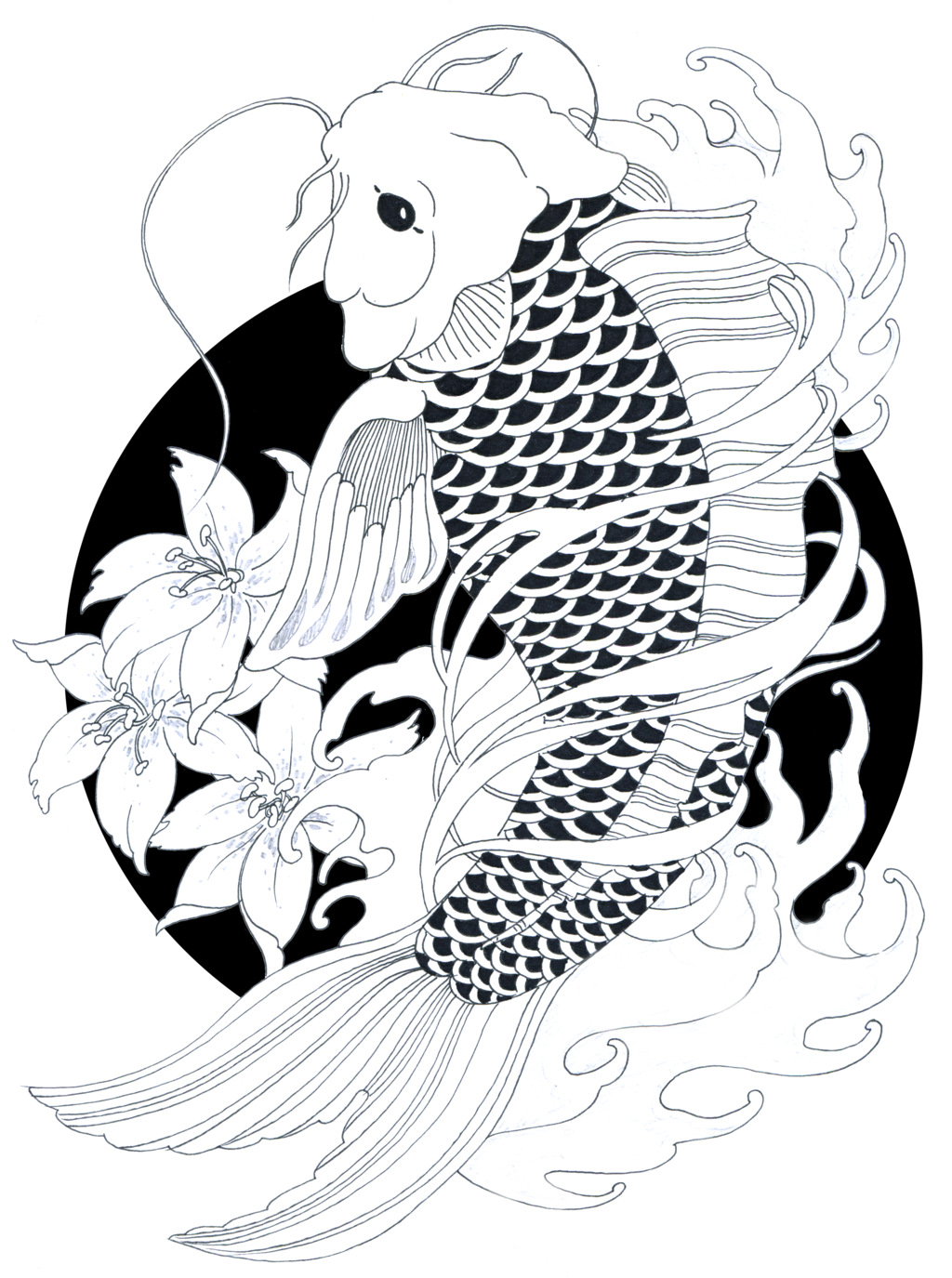 1024x1375 Drawing Japan Koi Fish Transparent Png Clipart Free Download - Japanese Koi Fish Drawing