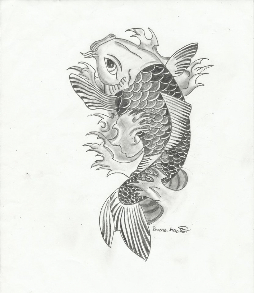 887x1024 Drawn Koi Japan Fish - Japanese Koi Fish Drawing