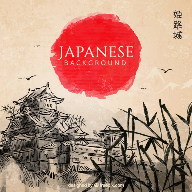626x626 Hand Drawn Japanese Landscape Background Vector Free Download - Japanese Landscape Drawing