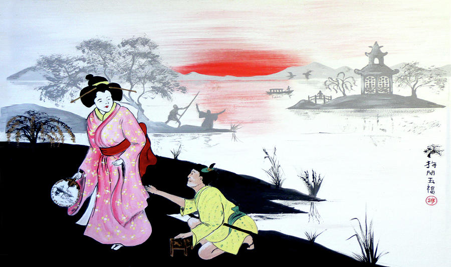 900x533 Japanese Landscape Drawing Photograph - Japanese Landscape Drawing