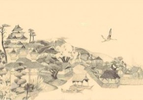 291x203 Japanese Landscape Drawing Art Painting - Japanese Landscape Drawing