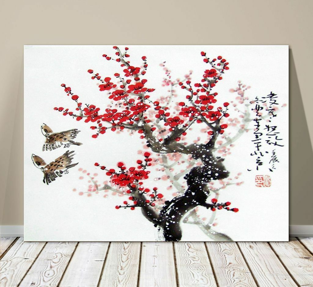 1024x939 Beautiful Japanese Landscape Art Canvas Print Cherry Blossoms - Japanese Landscape Drawing