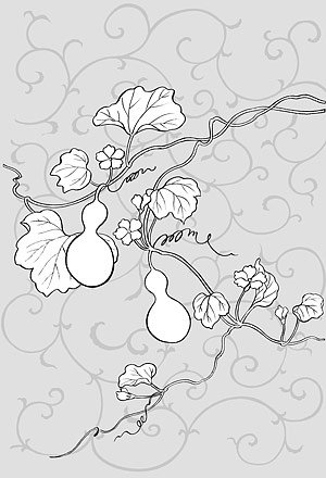 300x440 Free Japanese Line Drawing Of Plant Flowers Vector Material - Japanese Line Drawing