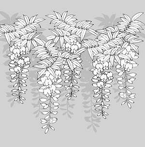 300x304 Japanese Line Drawing Of Plant Flowers Vector Graphic - Japanese Line Drawing