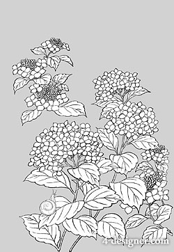 250x362 Designer Japanese Line Drawing Of Plant Flowers Vector Material - Japanese Line Drawing