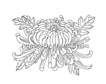 340x270 Japanese Lotus Flower Tattoo Design Pdf Printout Colouring Etsy - Japanese Lotus Flower Drawing