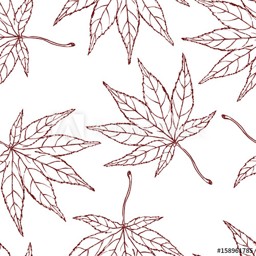 500x500 Nice Seamless Pattern Made Of Hand Drawn Japanese Maple Leaves - Japanese Maple Leaf Drawing