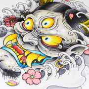 180x180 Japanese Mask Drawing Tattoo - Japanese Mask Drawing