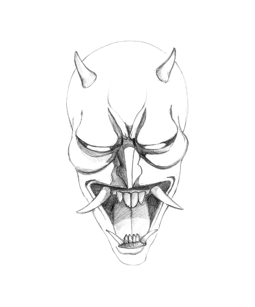 500x602 Drawn Masks Demon Free Clip Art Stock Illustrations - Japanese Mask Drawing