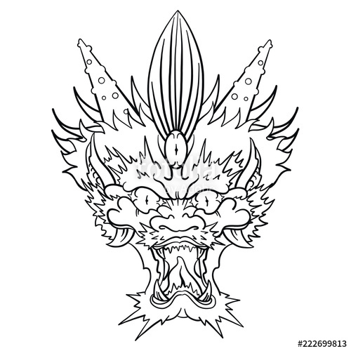 500x500 Hand Drawn Vector Illustration Of A Japanese Mask In Black - Japanese Mask Drawing