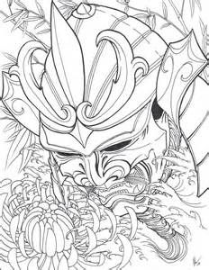 232x300 Japanese Samurai Warrior Mask Drawings - Japanese Mask Drawing